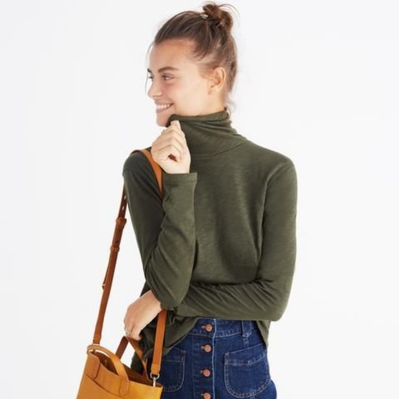Madewell Tops - Madewell Dark Green Whisper Cotton Turtleneck sz L